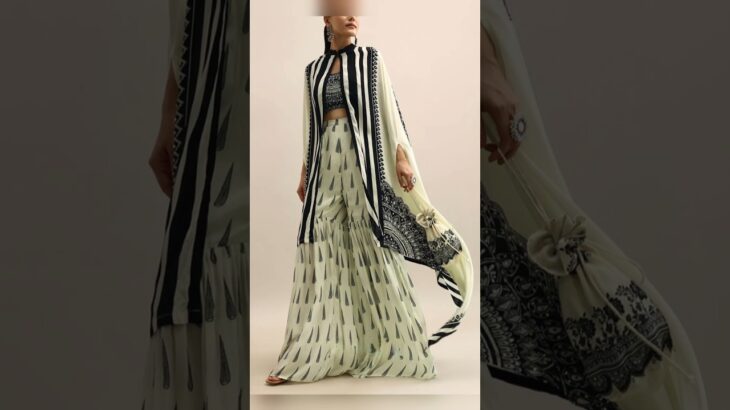 Crop Top with Jacket and Shrara || #ytshort #fashion #trending #dress #panjabisong #partywear #love