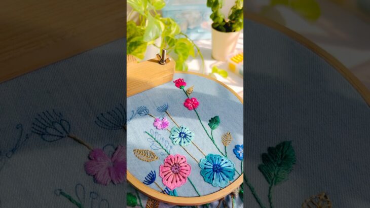 Diy hand embroider floral embroidery denim jacket #diy #embroidery #shorts #ytshorts #trendingshorts