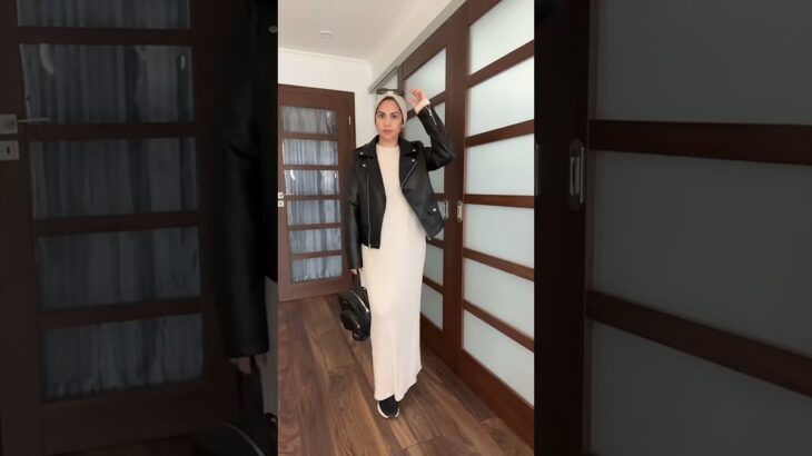 Elevate your style with a leather jacket #modestautumninspo