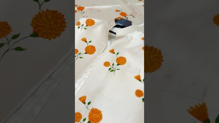 Handpainted jacket || marigold fabric painting on jacket