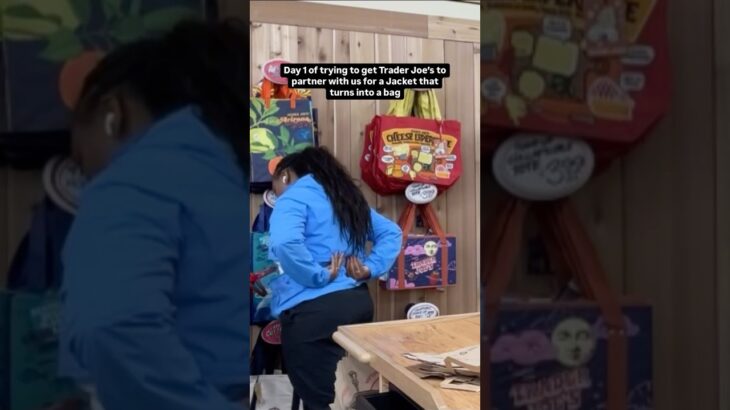 Iconic Collab 🤩 #bag #shop #traderjoes #ootd #ootd #jacket #style #totebag #groceryshopping #shorts