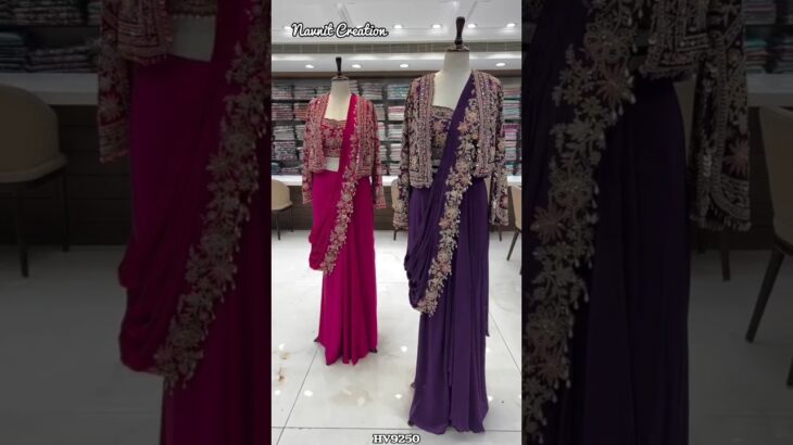Party Wear Designer Readymade Saree 💜💕✨ Ready to wear Saree with Jacket #shorts @Navnitcreation