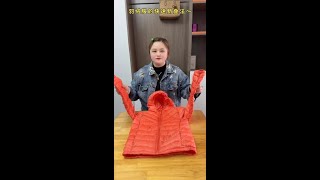 Quick way to fold a down jacket～#rural comedy #funny videos