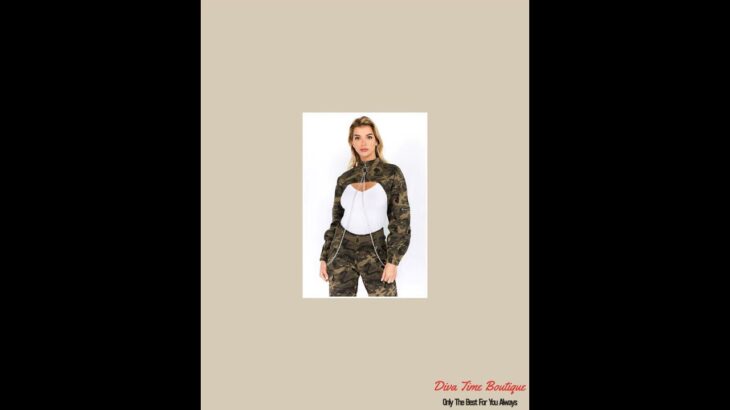 American Bazi Camouflage Cropped Jacket with Chains