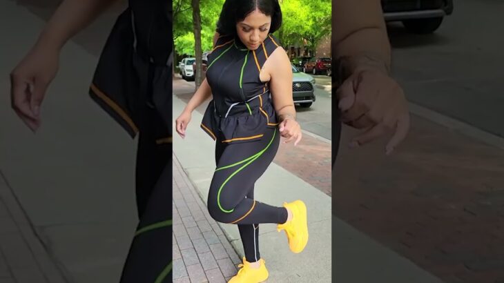 Athleisure Stitching Tights⁠ & Ruffle Athleisure Jacket⁠