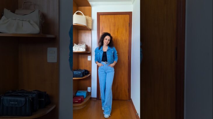 Básico que funciona – wide leg + Jaqueta jeans ✨️ #outfit #look #ootd #dicasdemoda