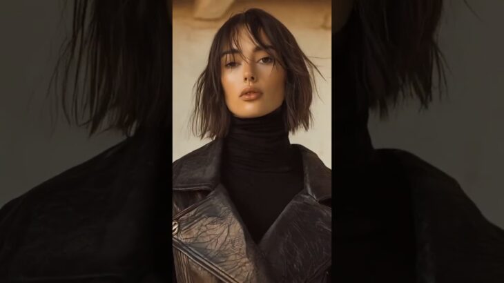 Chic Black Leather Jacket Showcase #fashion #leatherjacket #edgystyle