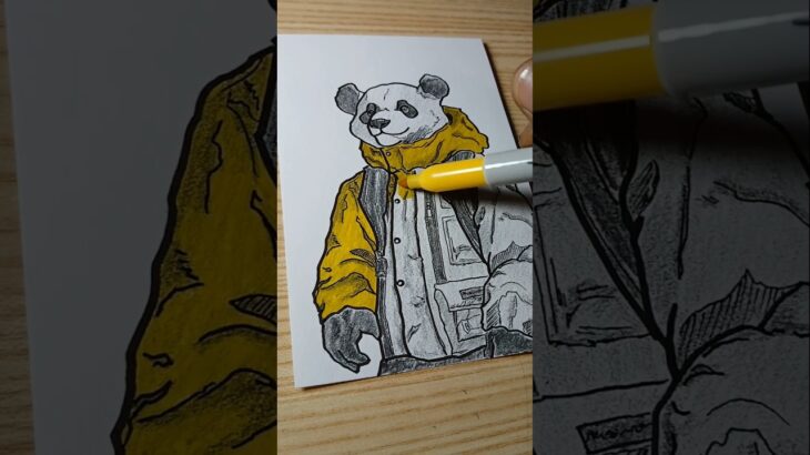 Graphite Panda in the Northface🐼#pandadrawing #animalart #natureart