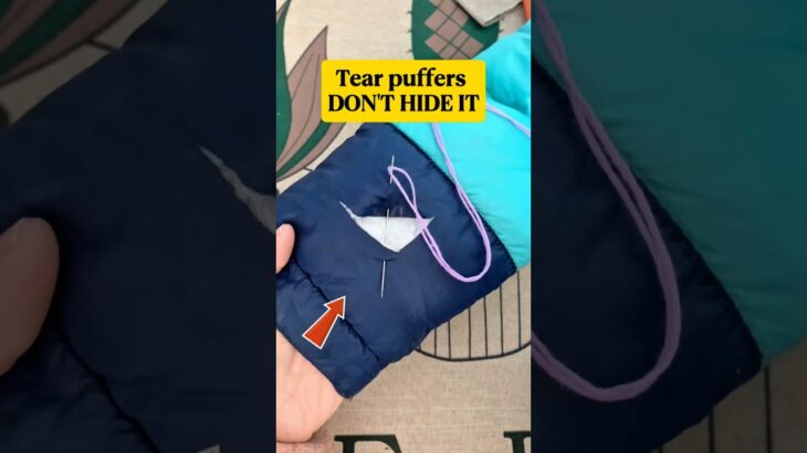 How to Fix a Rip in a Puffer Jacket? EASY TIP to Make It Look New #shorts #sewing #tipsandtricks