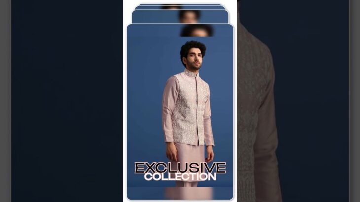 Lilac Kurta Jacket Set With Thread Work For Men