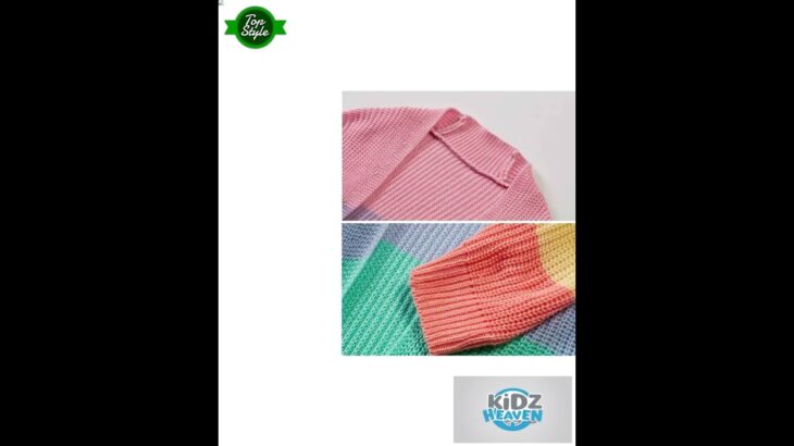 Loose Long Knitted Cardigan Women Sweater Jacket – Size L Rainbow Stripes