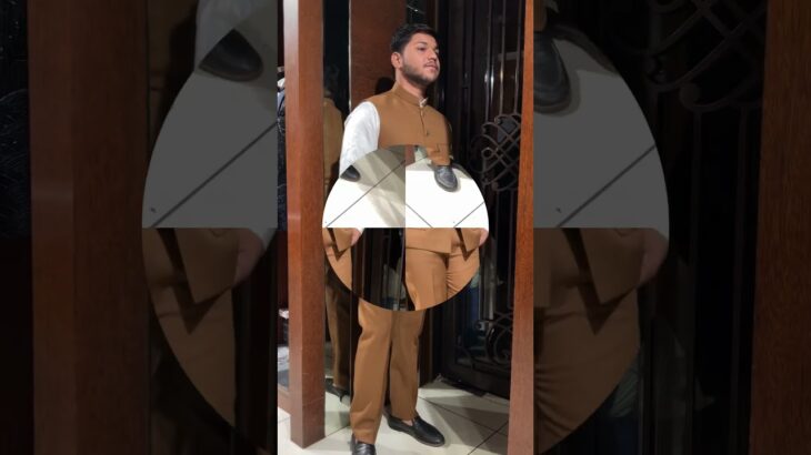 Mustard colour with crape fabric west coat jacket for men’s ✨#mensfashion #jacketing #brownjacket