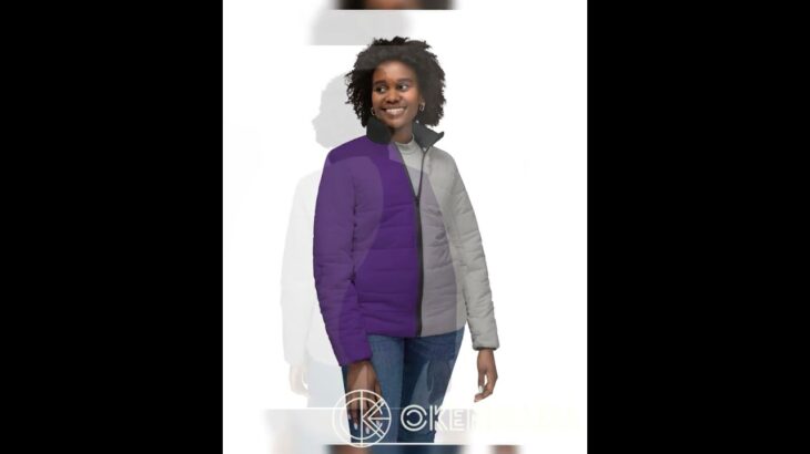 OKENNADA “Two Worlds” Women’s Puffer Jacket (Purple/Gray)