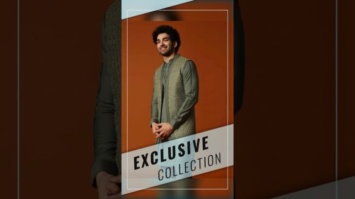 Olive Green Embroidered Kurta Jacket Set For Men