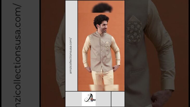 Olive Green Resham Work Kurta And Jacket For Men