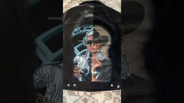 Painting a $2000 Beyoncé Jacket PART 2! 🤯 #customjacket #paintedjacket #painteddenim #beyonce