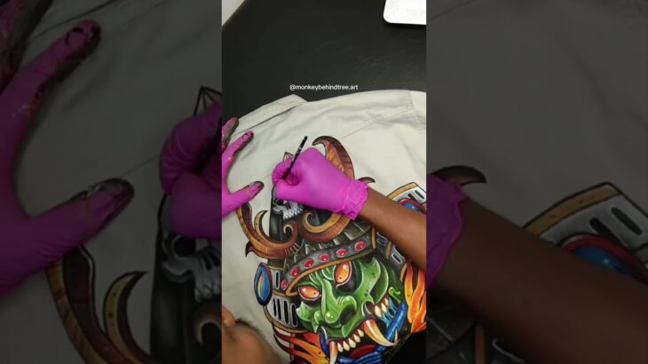 Pt 10 Timelapse custom paint on jacket by MBT#custompaint #customjacket #painting #art #artwork #mbt