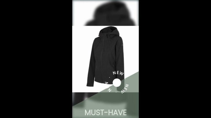 4F Women’s Black Softshell Jacket H4Z22 SFD001 20S Windproof with Detachable Hood and Zipped Pockets