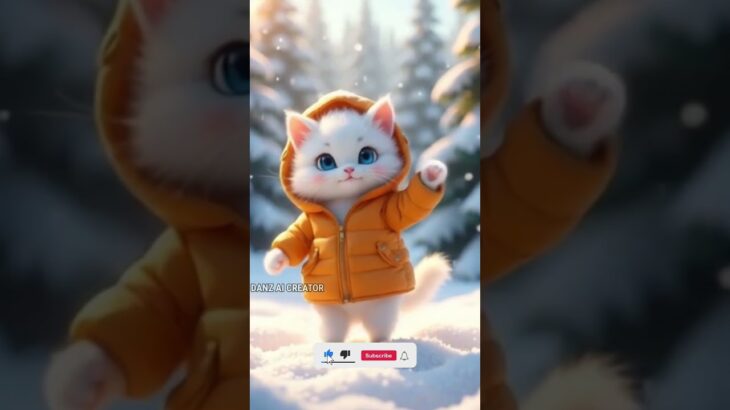 Cute white cat wears orange color jacket #ai #aiart #cat #catlovers #usa #funnycats
