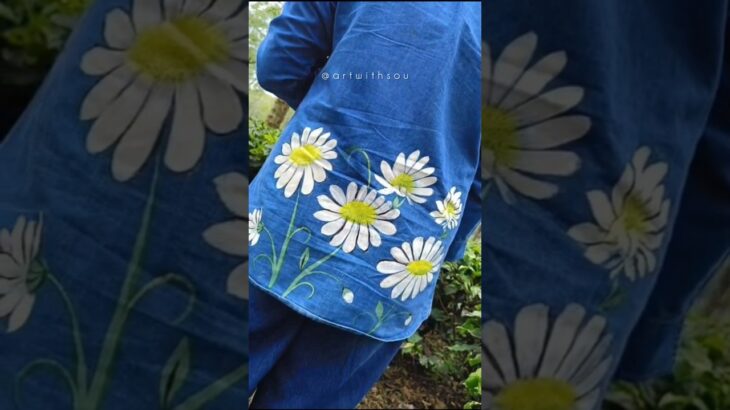 Hand painted Flower on Jacket🌼🖌️#art #ytshorts #shorts #painting #artist #artwork