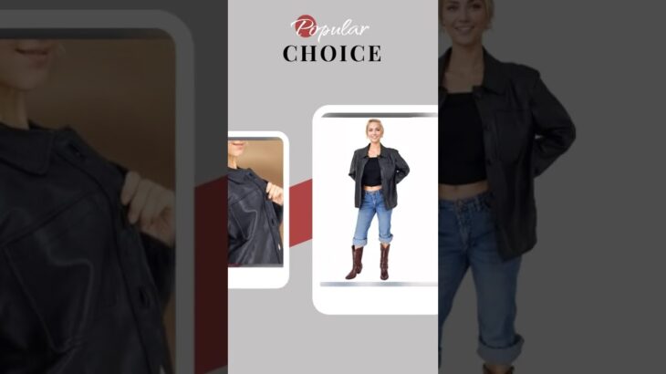 Handcrafted Oversized Women’s Sheepskin Leather Jacket – Classic Black, Stylish & Versatile