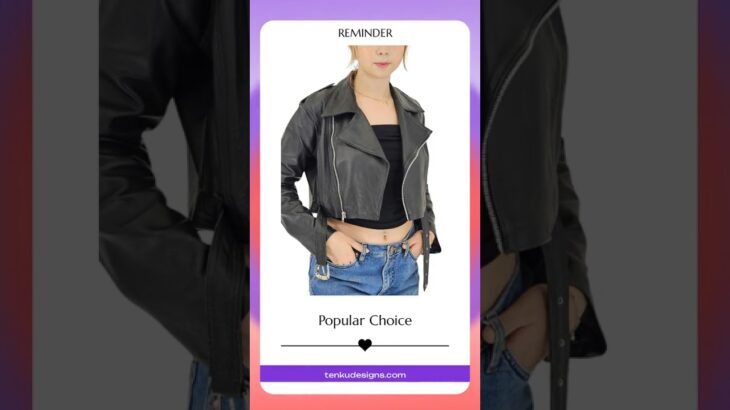 Handcrafted Women’s Sheepskin Leather Biker Jacket – Cropped Black w/Belt