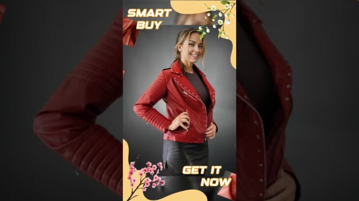 Handcrafted Women’s Sheepskin Leather Biker Jacket – Premium Biker Style Red