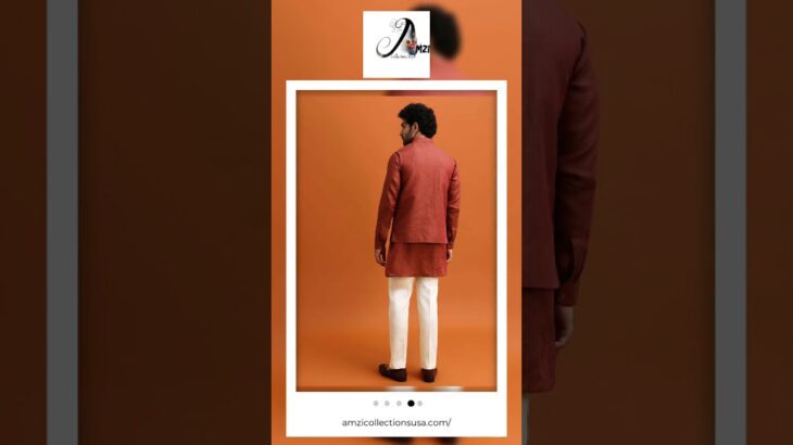 Maroon Linen Kurta Jacket Set With Zari Work For Men