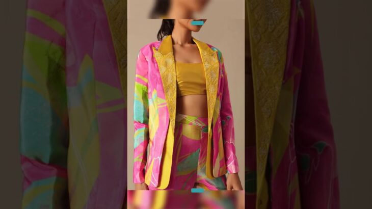 Pink Printed Jacket And Palazzo Set With Handwork