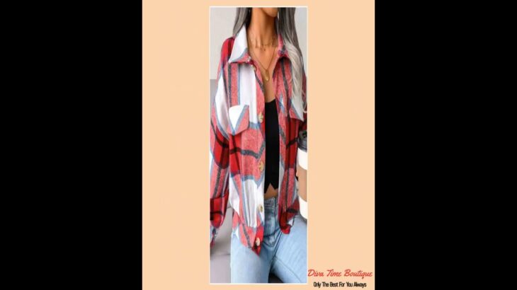 Plaid Collared Neck Drop Shoulder Jacket