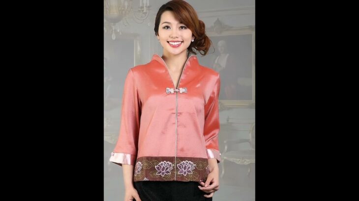 Radiant & Refined: Flattering Silk-Like Tang Jacket with Delicate Embroidery & Chic Mandarin Collar