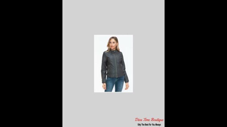 Snobbish PU Leather Biker Jacket with Side Zip Pockets