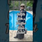 Thrifted leather jacket with so many outfits #thrifted #ootd #leatherjacket #bikerjacket #style