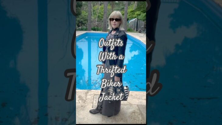 Thrifted leather jacket with so many outfits #thrifted #ootd #leatherjacket #bikerjacket #style