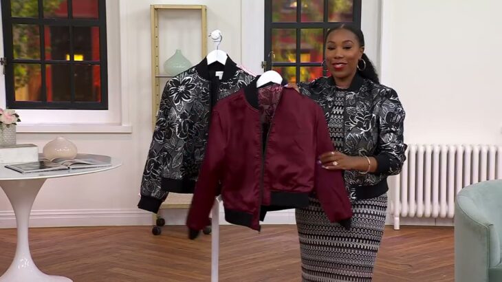 by Stacy London Metallic Floral Brocade Bomber Jacket on QVC