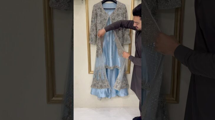 5 pc Jacket Style Long Gaons With Inner Shirt And Sharara #trendingshorts #foryou