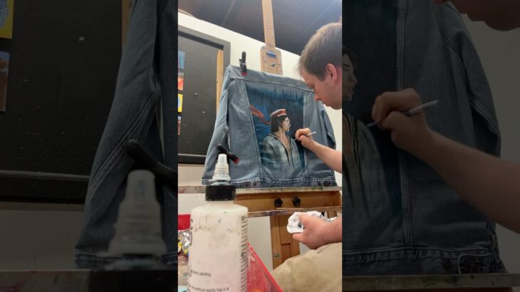 DAY TWO OF PAINTING A JACKET FOR CONAN GRAY’S WISHBONE TOUR 🦴⚓️ ​⁠@ConanGray