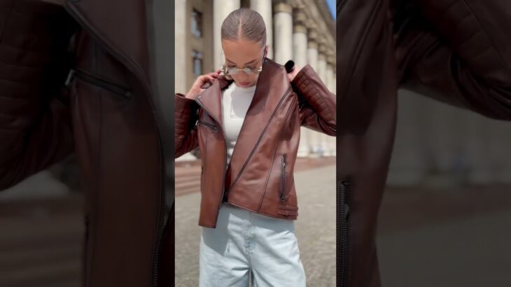 Стильная кожаная куртка Emelto цвета whiskey — элегантность и женственность в каждой детали.