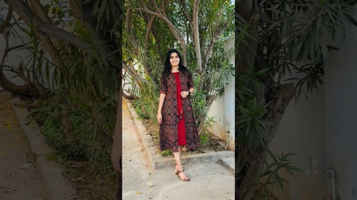 Handcrafted ajrakh hand block print Cotton (30/30) shrug (long jacket) With inner sleeveless