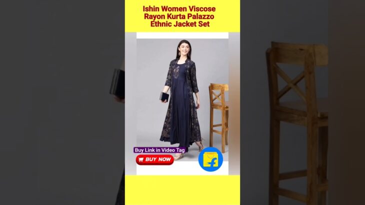 Ishin Women Viscose Rayon Kurta Palazzo Ethnic Jacket Set #kurtisstyle #fashion #kurta #kurtaset
