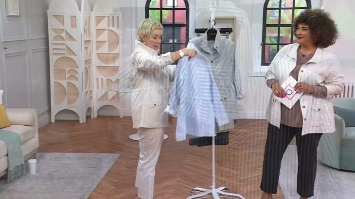 Joan Rivers Striped Stretch Seersucker Adjustable Waist Jacket on QVC