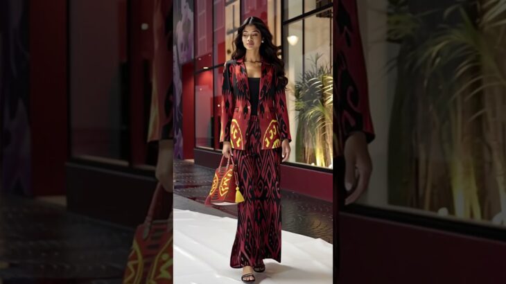 Our new silk Ikat jacket paired with wide leg Ikat pants. Available now online www.bibihanum.com