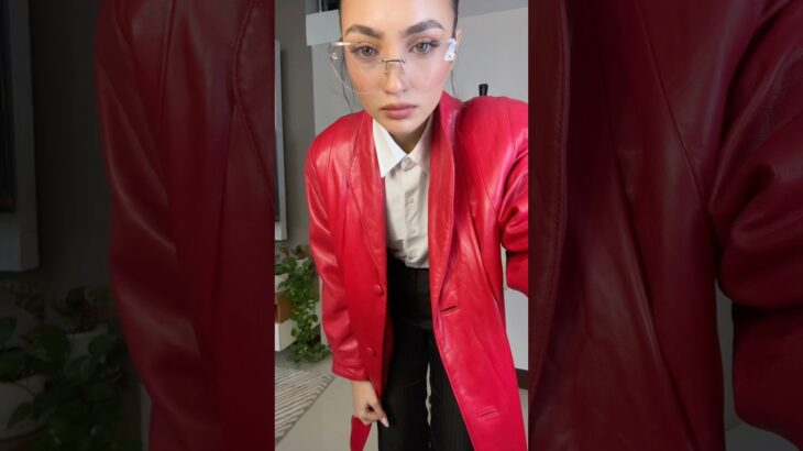 RIP red leather jacket ♻️hello new pants! #upcycle #sustainablefashion #leather #thriftflip