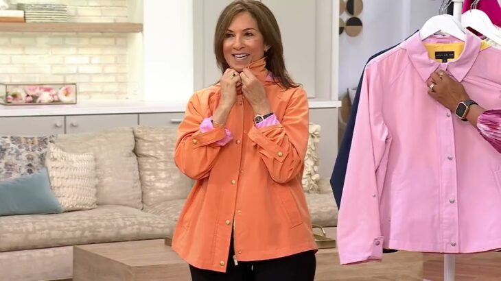 Susan Graver Water Resistant Spring Jacket with Roll Tab Sleeve on QVC