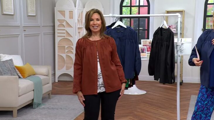Susan Graver Weekend Washed Twill Embroidered Jacket on QVC