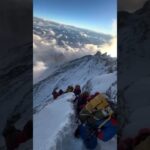 Waiting in line towards the Summit (Second step 8610m) of the North Face, Everest #everest