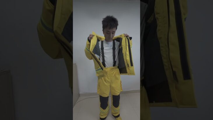 EN469 standard firefighter gear jacket with pants Light yellow #firefighting