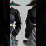 Showmirror Super-short Black Jacket Zipper Long Sleeve Harajuku Cropped Tshirt Gothic Techwear Fa…