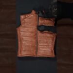 Brown Quilted Puffer Down Leather Vest | Jacket Artisan