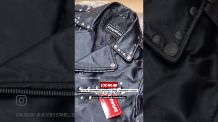 Custom Embroidered Patch Sheep Leather Biker Jacket | Wholesale Leather Jackets Manufacturer #viral